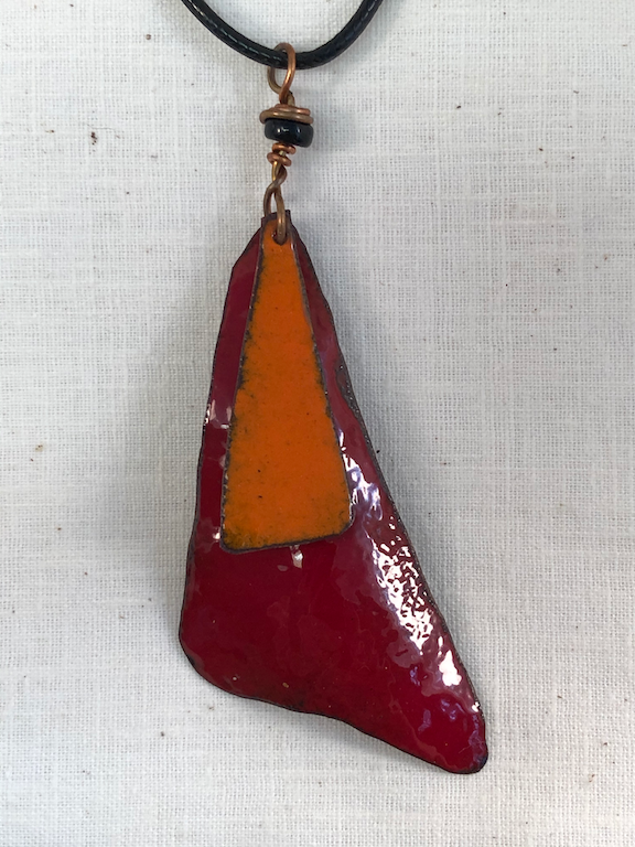 Triangle Necklace Red and Orange